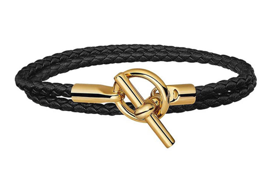 HERMES HERMES Bracelets Unisex Black Gold