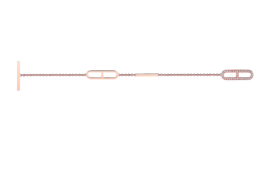 HERMES 18K Rose Gold Rhinestone Embellished Bracelets Women's