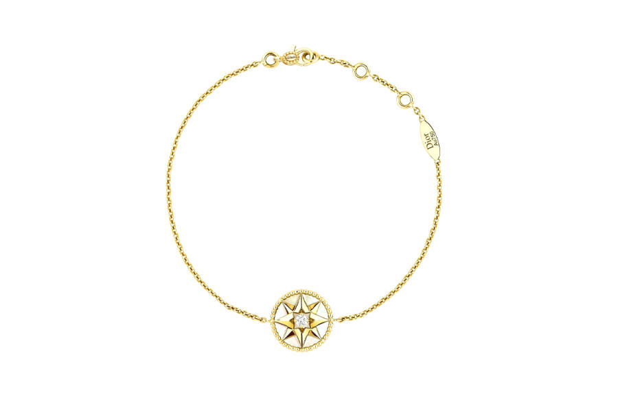 DIOR Christian DIOR Pre Owned 2010s 18kt Yellow Gold Rose Des Vents Diamond And Mother of pearl Bracelet