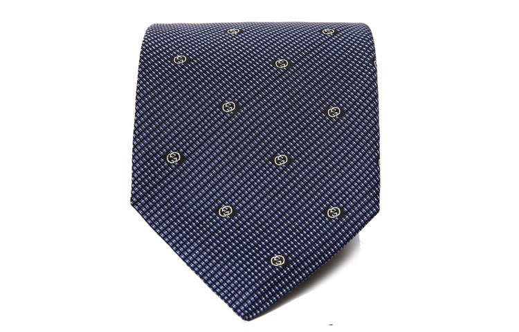 GUCCI GUCCI Print Silk Ties Men's Dark Blue