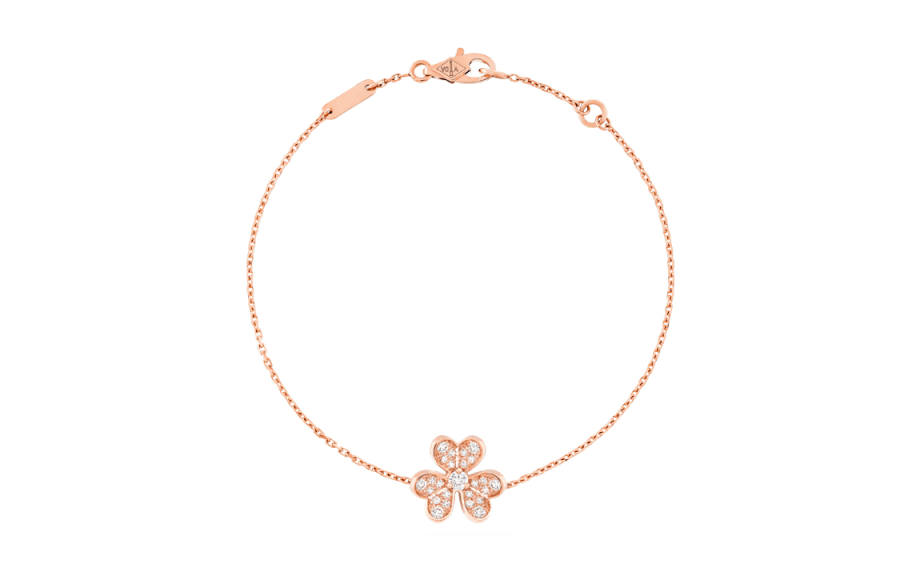 Van Cleef & Arpels Frivole Series 18K Gold Diamond Bracelets Unisex Rose Gold
