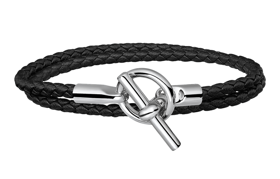 HERMES HERMES Leather Bracelets Unisex Black