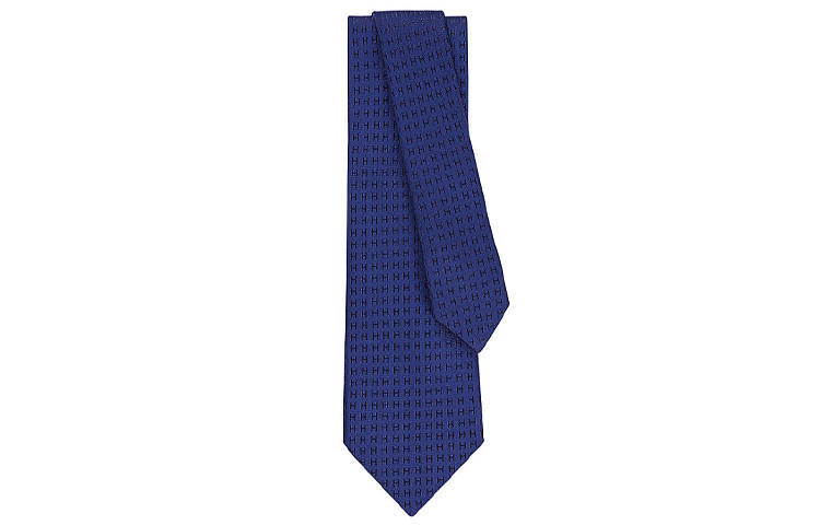 HERMES HERMES Two Tone H Ties Men's Blue