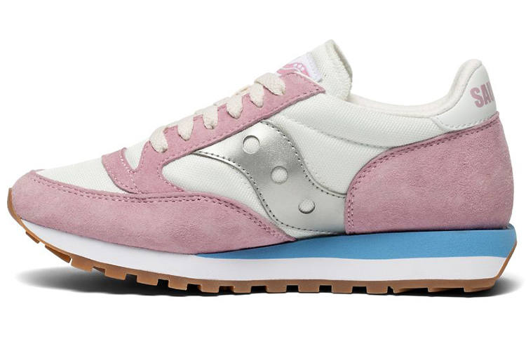 Saucony Jazz 81 Lace Up Cushioning Slip Resistant Abrasion Resistant Low top Casual Shoes Women's Pink Blue