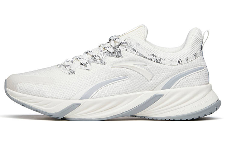 Anta Comfortable Cushioning Lightweight Abrasion Resistant Slip Resistant Low top Running Shoes Men's White Silver Gray