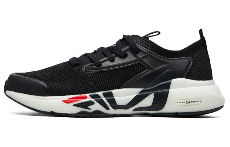 FILA Athletics Textile, Synthetic Leather Low top Casual Running Shoes Women's Black White
