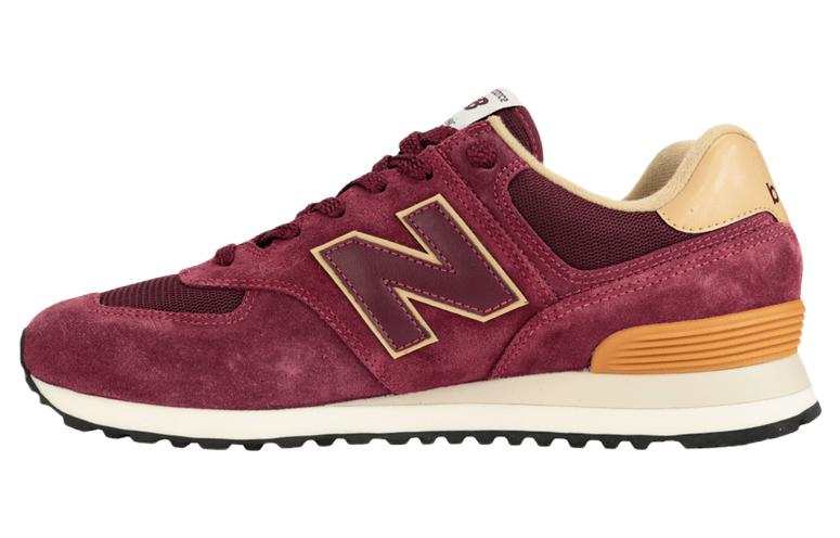 New Balance New Balance NB 574 Textile, Leather Athleisure Low top Running Shoes Men's Maroon Yellow