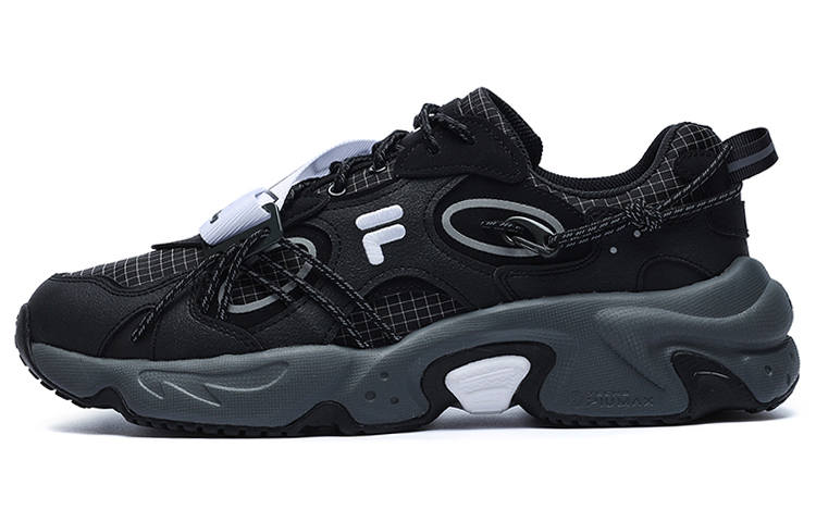 FILA FUSION Raccoon XWM Textile, Synthetic Leather Low top Casual Shoes Women's Black Gray