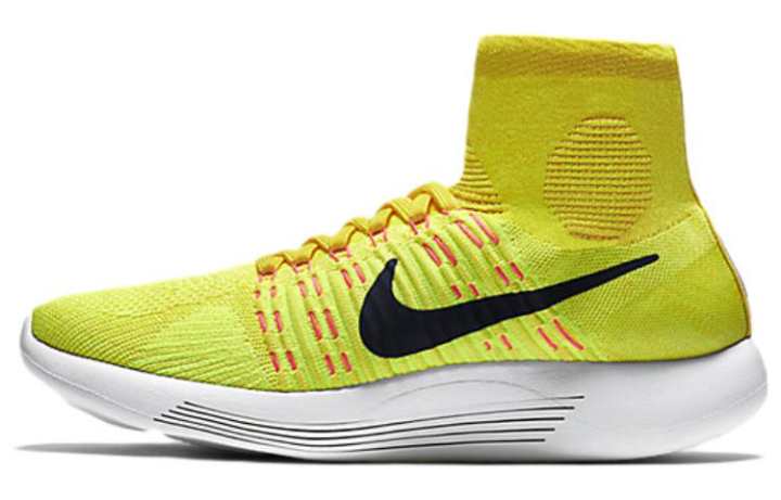 Nike Nike Fabric Cushioning Slip Resistant Abrasion Resistant High top Running Shoes Men's Yellow