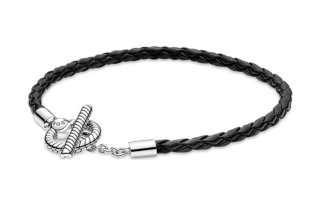 Pandora Moments Braided Leather T-bar Bracelet