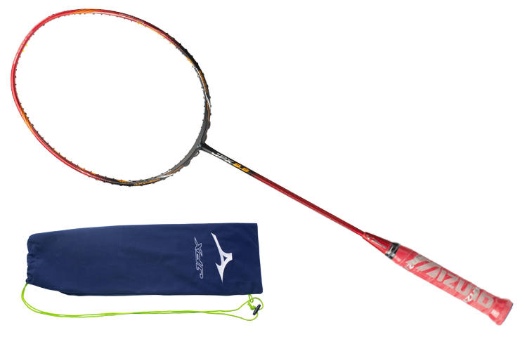 Mizuno Mizuno Full Carbon Badminton Rackets Offensive Type Heavy Head, Stiff Shaft Professional Unisex Single Racket Black Red