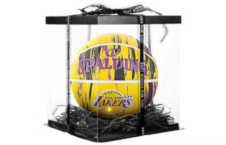 SPALDING Marble Collection Rubber Basketball Print Yellow Purple Size 7 Training Unisex