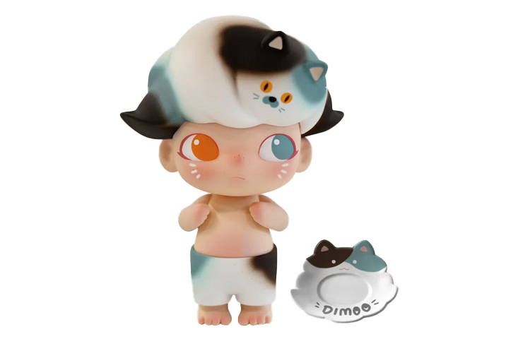 POP MART POP MART DIMOO Blue Three Flowers Cat Refined Trendy Figures 13cm