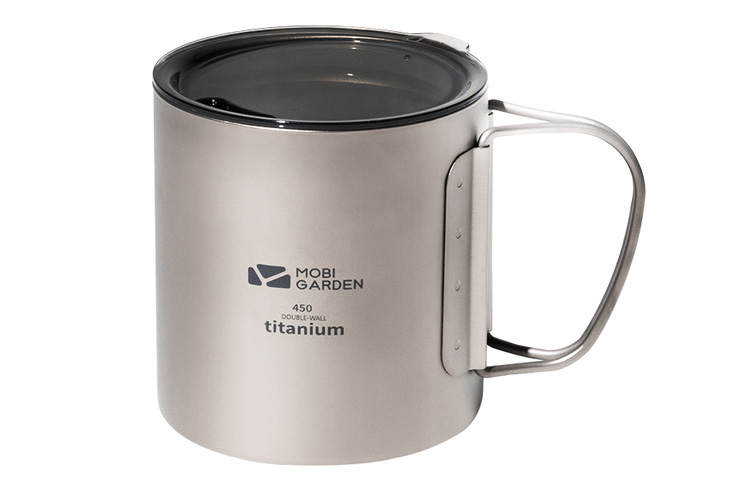 MOBI GARDEN Outdoor Water Equipment Water Container 450ml Camping Pure Titanium 88.8*95mm