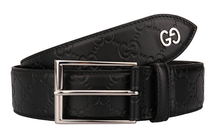 GUCCI Signature Belt With Gg Detail 1.5 Width