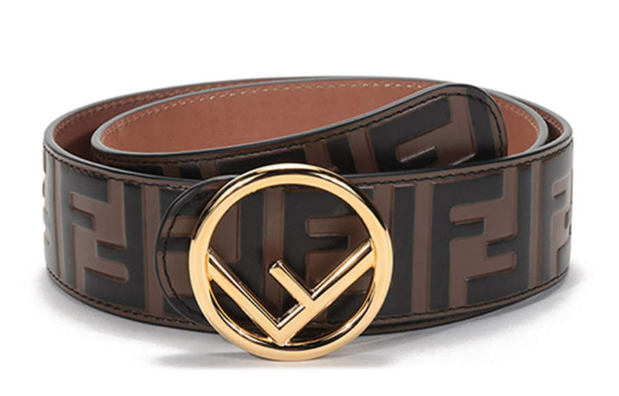FENDI Cow Leather Belts Women's Brown Width 4cm