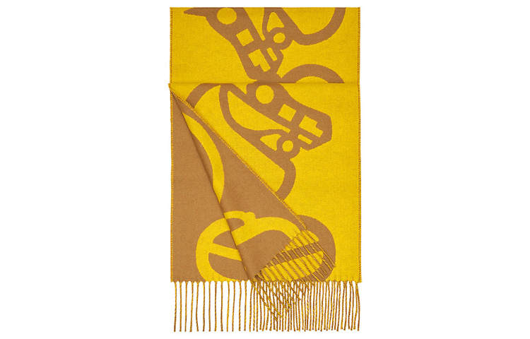 HERMES HERMES Knit Scarves Women's Yellow