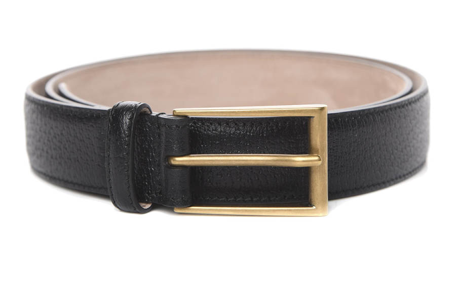 GUCCI GUCCI Cow Leather Belts Men's Black Width 3cm