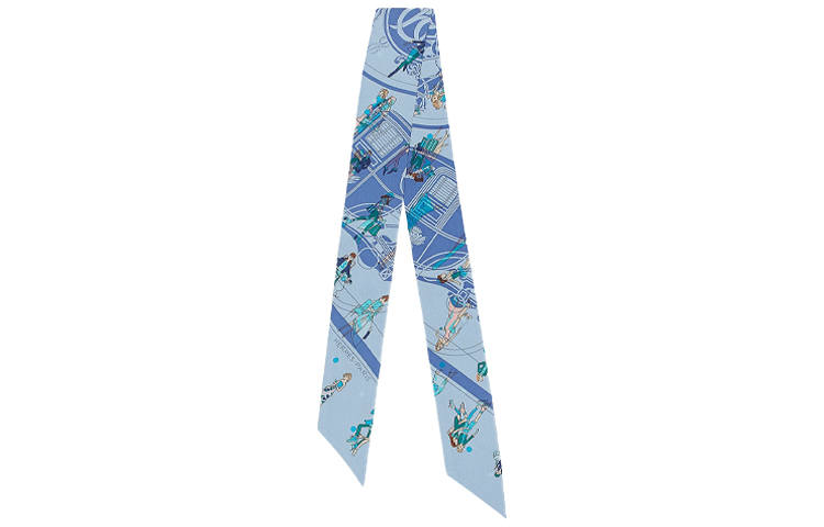 HERMES HERMES Silk Scarves Women's Blue