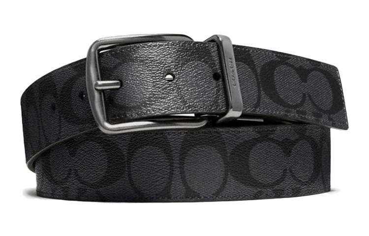 COACH COACH Leather PVC Polyvinyl Chloride Leather Belts Men's Black Width 3.8cm