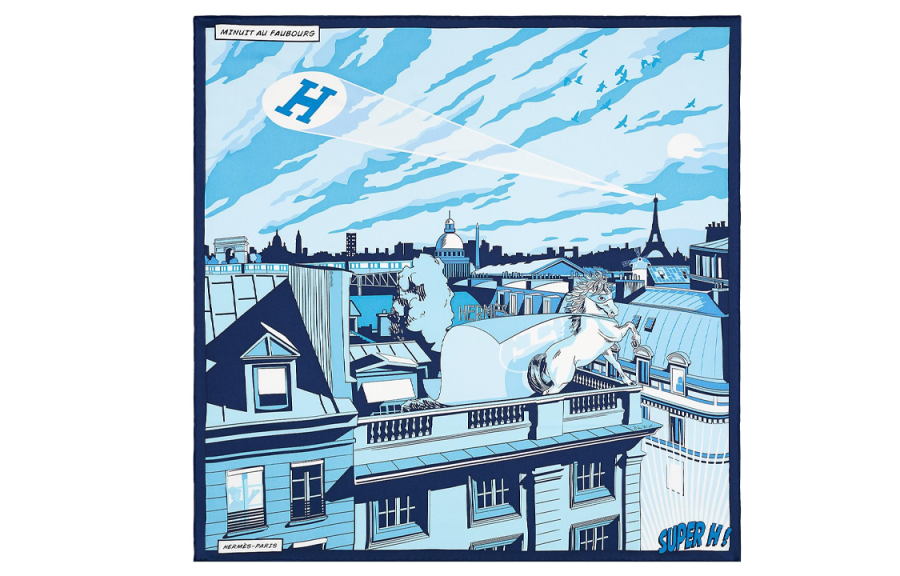 HERMES HERMES Silk Scarves Women's Blue