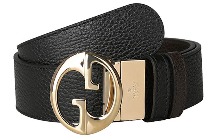 GUCCI GUCCI Cow Leather Belts Unisex Black Width 4cm