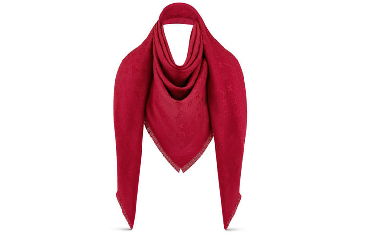 LOUIS VUITTON Monogram Knit Scarves Women's Red
