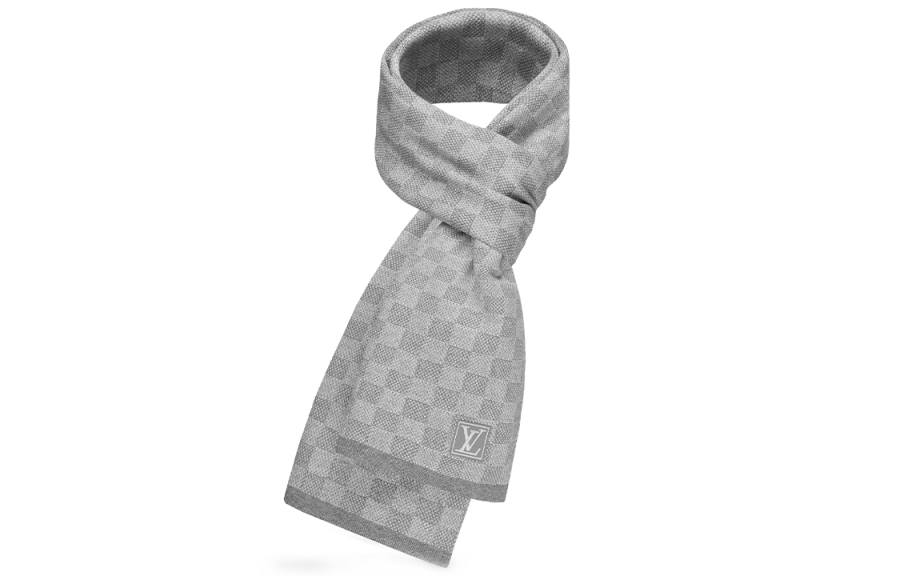 LOUIS VUITTON LOUIS VUITTON Checkerboard Wool Knit Scarves Men's Gray
