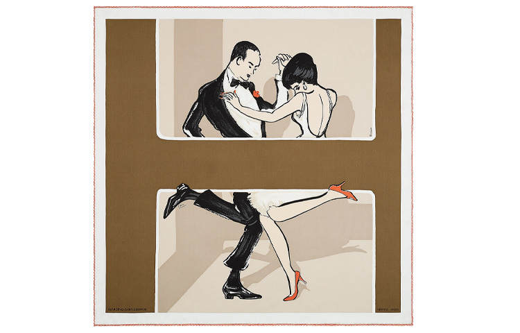 HERMES HERMES Silk Scarves Unisex Brown