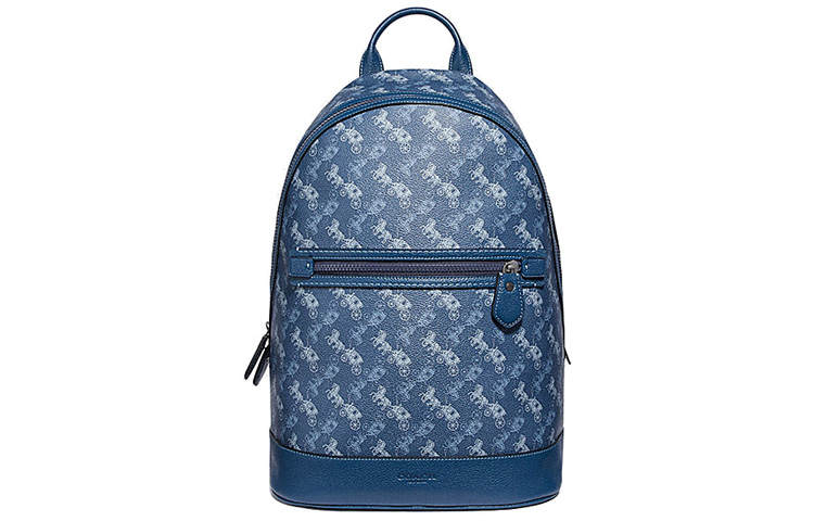 COACH COACH Barrow Carriage Print Canvas With Artificial Leather Backpack Men's Blue