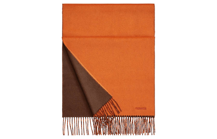 HERMES HERMES Double sided Cashmere Knit Scarves Unisex