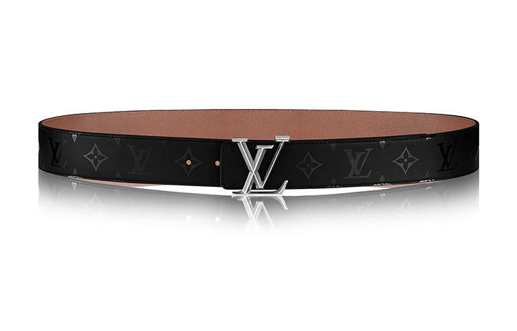LOUIS VUITTON LOUIS VUITTON Pyramide Cow Leather Belts Men's Black/Brown Width 4cm