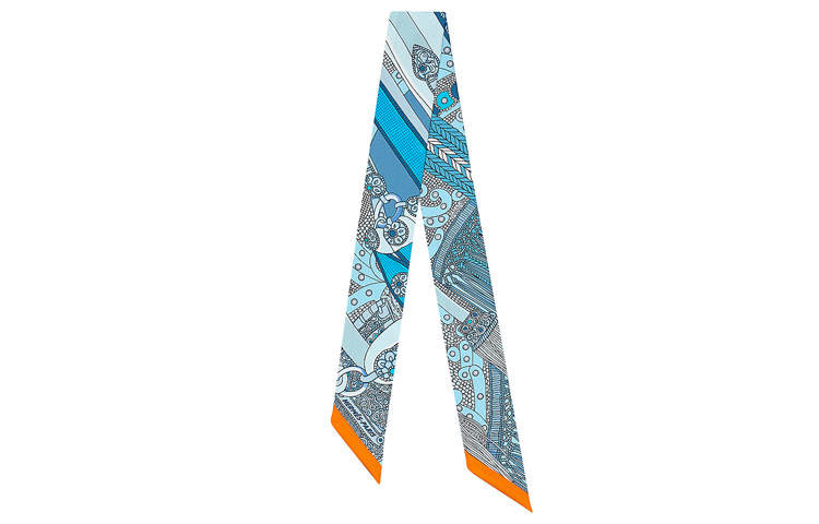HERMES Scarves Women's Blue/Gray/Blue/Orange