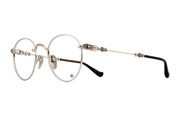 Chrome Hearts Chrome Hearts Round Eyeglass Frames Unisex Bright Silver