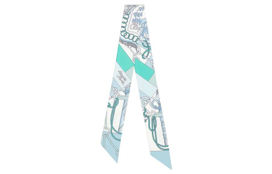 HERMES HERMES Silk Scarves Women's Blue