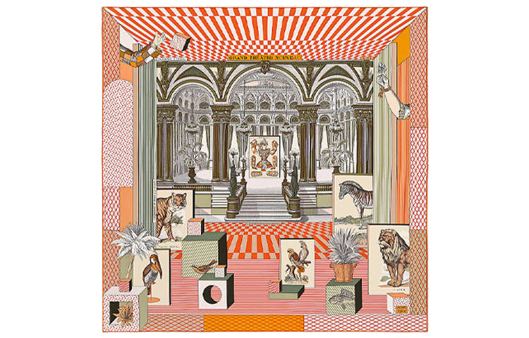 HERMES HERMES Scarves Women's Orange Khaki