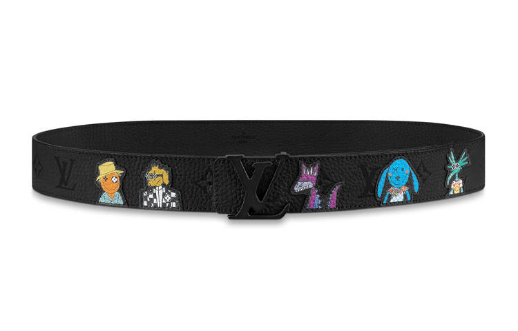 LOUIS VUITTON LOUIS VUITTON Cow Leather Belts Men's Black Width 4cm