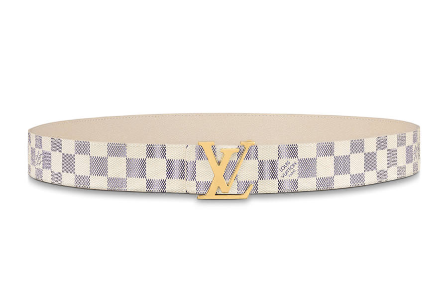LOUIS VUITTON Cow Leather Canvas Leather Belts Women's Beige Width 4cm