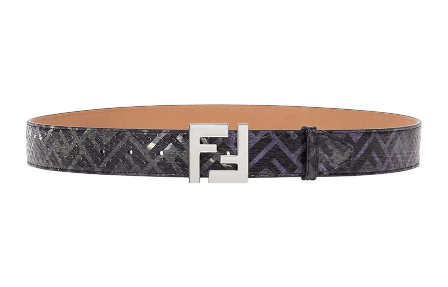FENDI FENDI Cow Leather Belts Men's Black Width 3.5cm