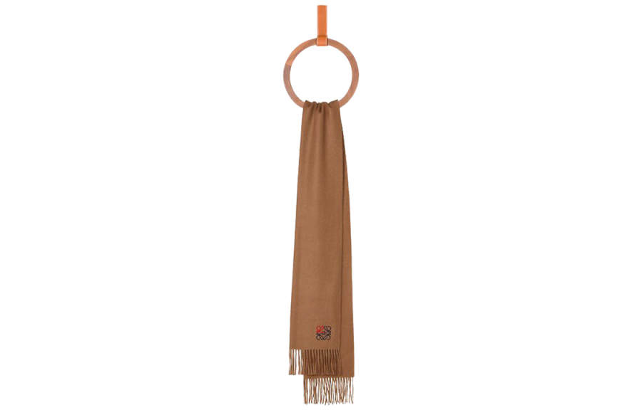 LOEWE LOEWE Anagram Knit Scarves Unisex Camel
