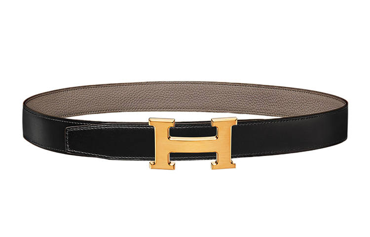 HERMES H Belt Buckle Calfskin Leather Belts Women's Width 3.2cm