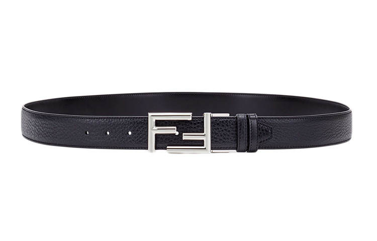 FENDI FENDI Smooth Buckle Cow Leather Belts Men's Width 3.5cm