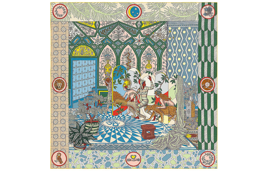 HERMES La Danse Des Amazones Knit Scarves Women's Multicolor