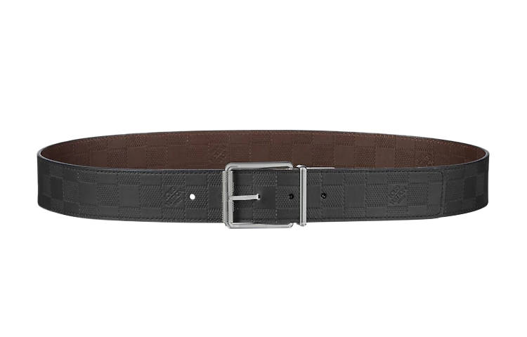 LOUIS VUITTON LOUIS VUITTON Leather Belts Men's Black/Brown Width 4cm