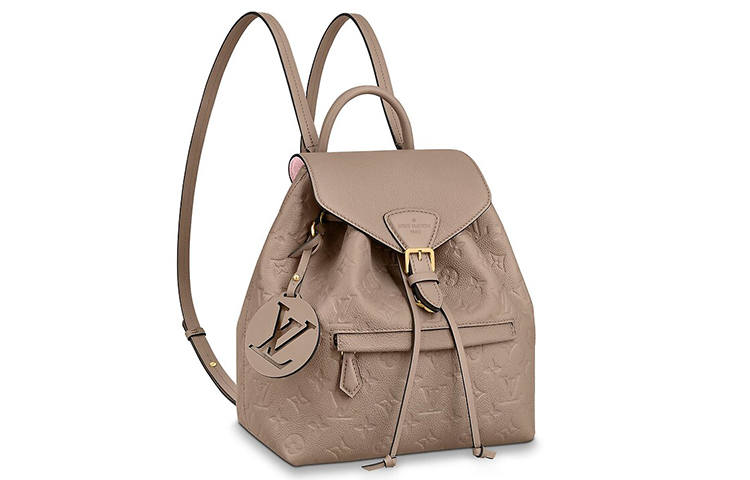 LOUIS VUITTON Montsouris Solid Color Cow Leather Backpack Small Women's Taupe