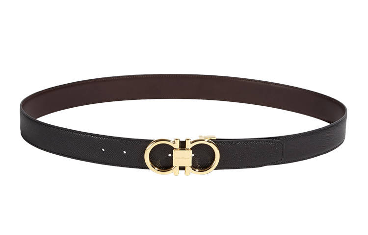 Ferragamo FERRAGAMO Gancini Leather Belts Men's Black Width 3.5cm