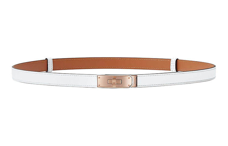HERMES Epsom Calfskin Leather Belts Women's White 1.8cm