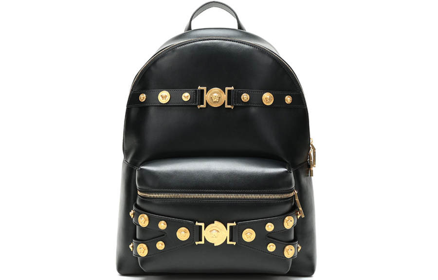 VERSACE VERSACE Leather Backpack Regular Men's Black