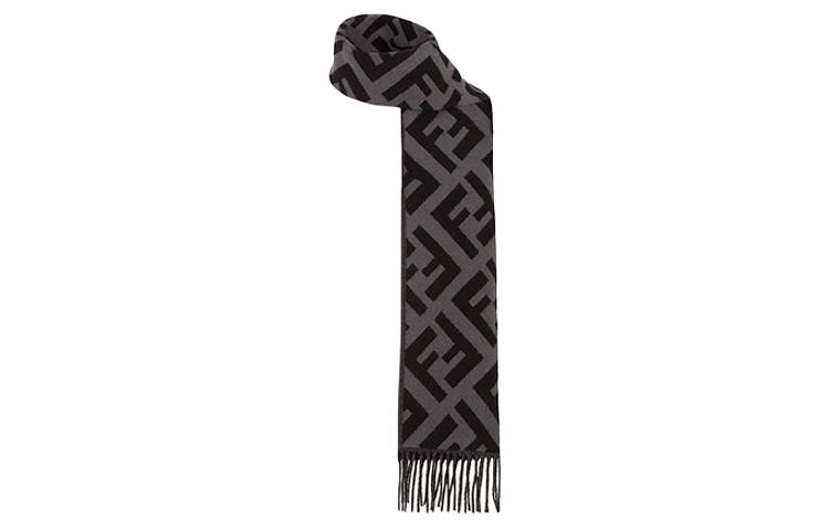Fendi Logo Jacquard Fringed Scarf