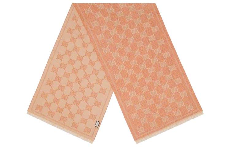 GUCCI Knit Scarves Unisex Pink/Beige